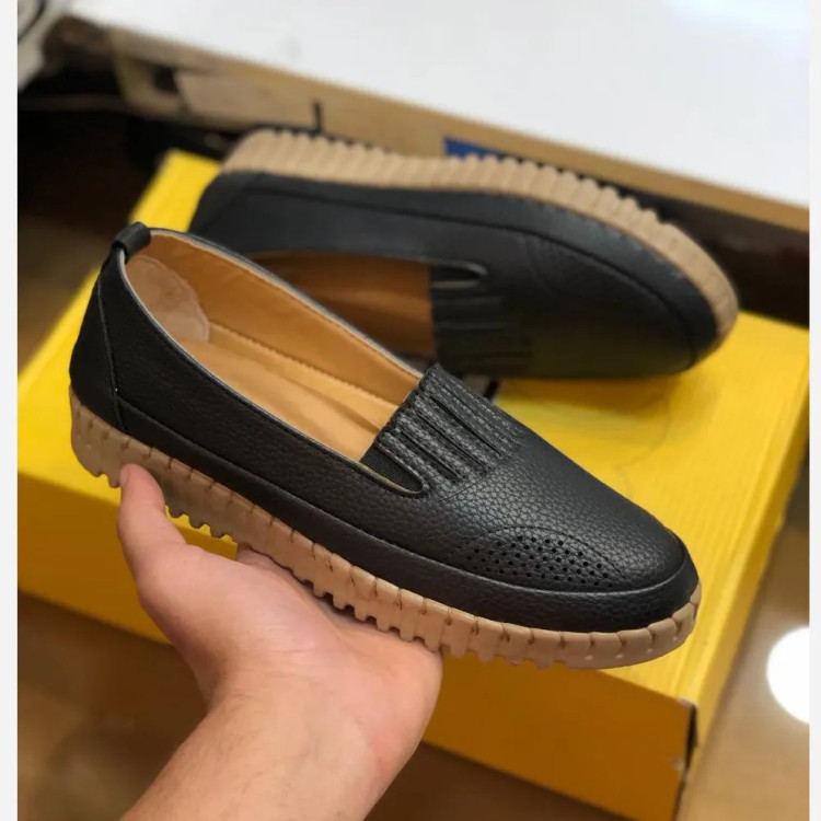 کفش چرم طبی زنانه مدل سوگل مشکی