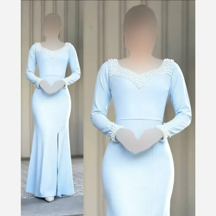 ماکسی مجلسی زنانه ماریکا جنس دالقیچ مروارید دوزی شده قد 160