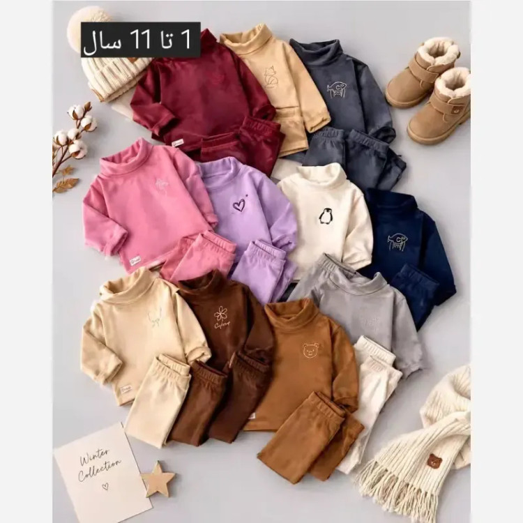 ست بلوز شلوار مخمل پتویی بچگانه مناسب 1 تا 11 سال