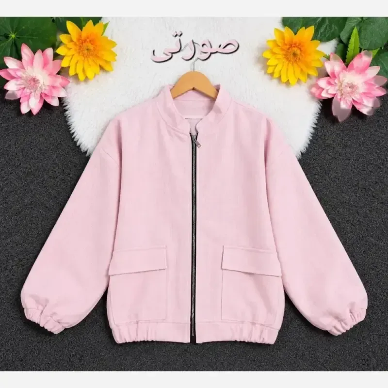 بامبر جکت زنانه فلونزی ضخیم و گرم جلو زیپ دار رنگ قهوه ای
