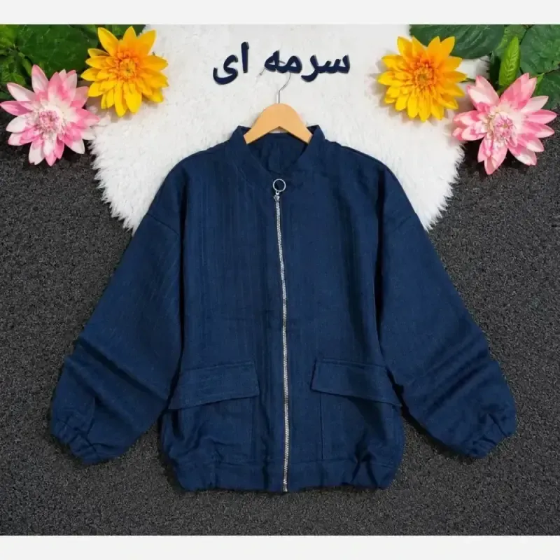 بامبر جکت زنانه فلونزی ضخیم و گرم جلو زیپ دار رنگ قهوه ای